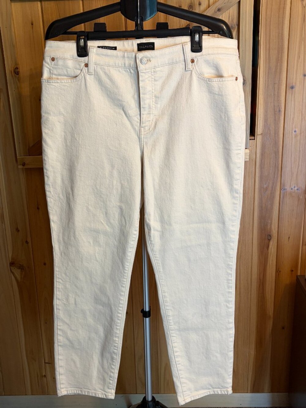 Talbots Slim Ankle Jeans Women's Size 16 Strech Demin Five Pocket Ivory